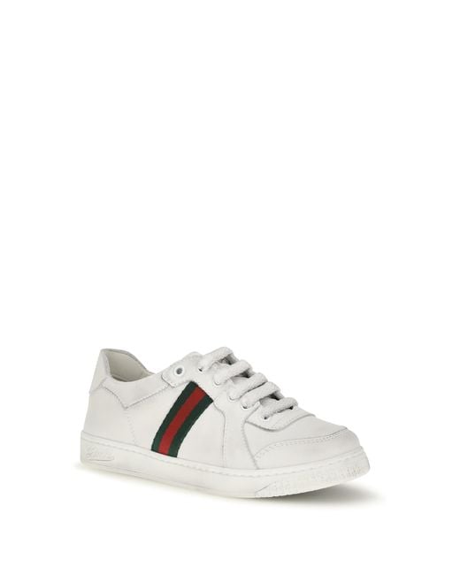 Gucci White Leather Sneakers With Web Detail For Boy for men
