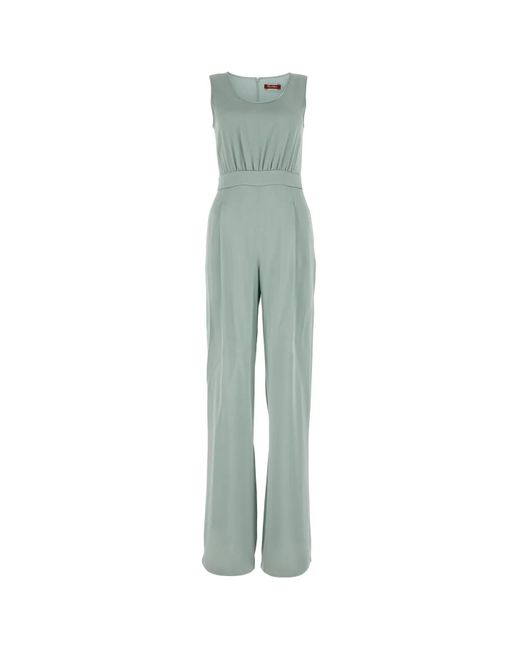 Max Mara Studio Green Pastel Light Satin Tropea Jumpsuit