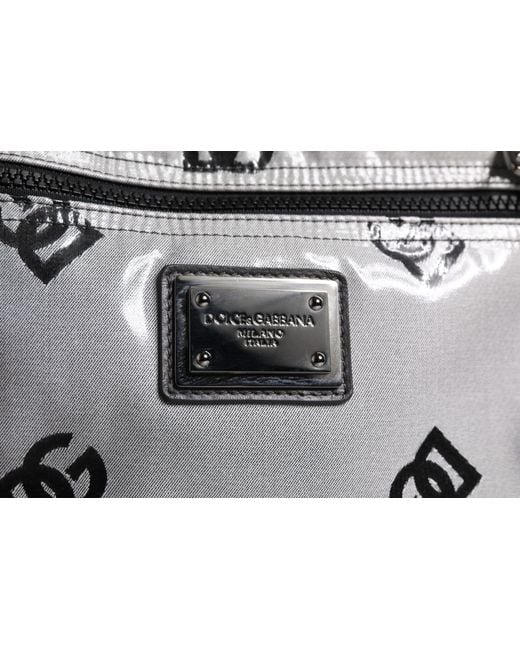 Dolce & Gabbana Polyester Gray Black Dg Logo Plaque Backpack Bag for men