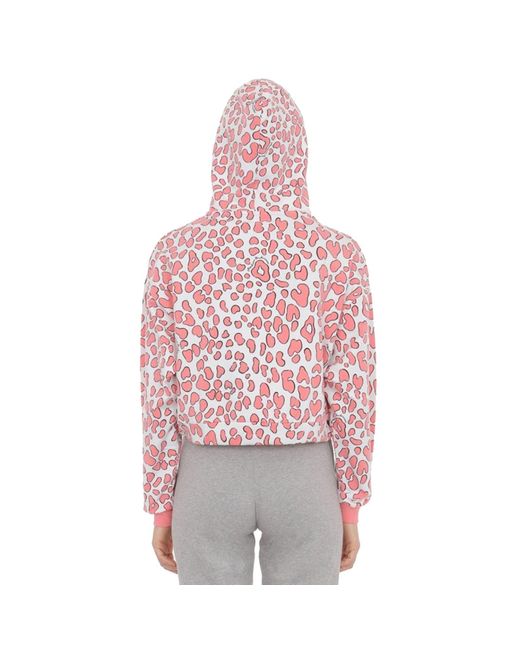 Moschino Red Print Cropped Hoodie
