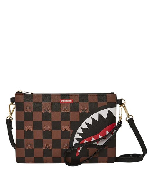 Sprayground Black Peeking Character Check Pochette for men