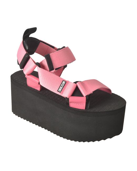 Moschino Pink Strappy Wedge Sandals
