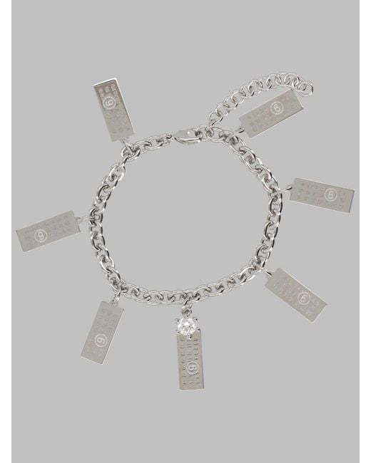MM6 by Maison Margiela Gray Bracelet With Numeric Charms Brass Bracelets for men