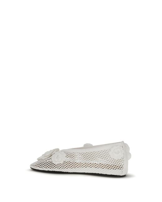 Ganni White Jenny Mesh Ballerinas