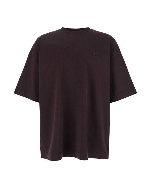 Juun.J Black T-Shirt With Logo Embroidered On The Front And Print Back for men
