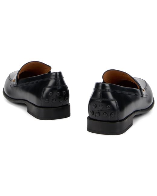 Tod's Black Leather Moccasins Calfskin Loafers