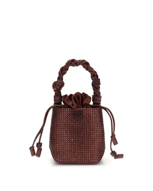 Ganni Brown Mini Handbag Bou Buckle Recycled Polyester Handbags