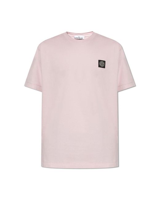 Stone Island Pink T-shirt With Logo, for men