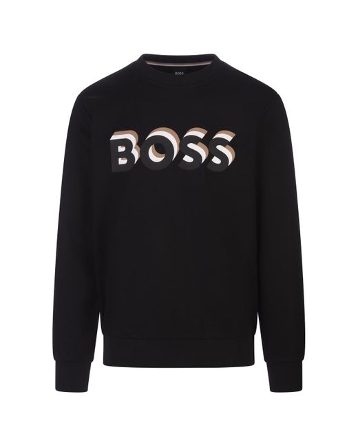 Boss Black Crew Neck Sweatshirt With Logo for men