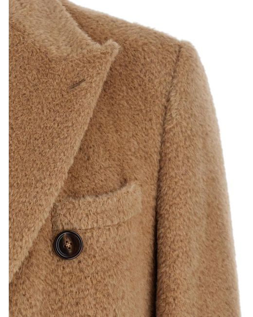 Dolce & Gabbana Brown Double-Breasted Wool Blend Coat for men