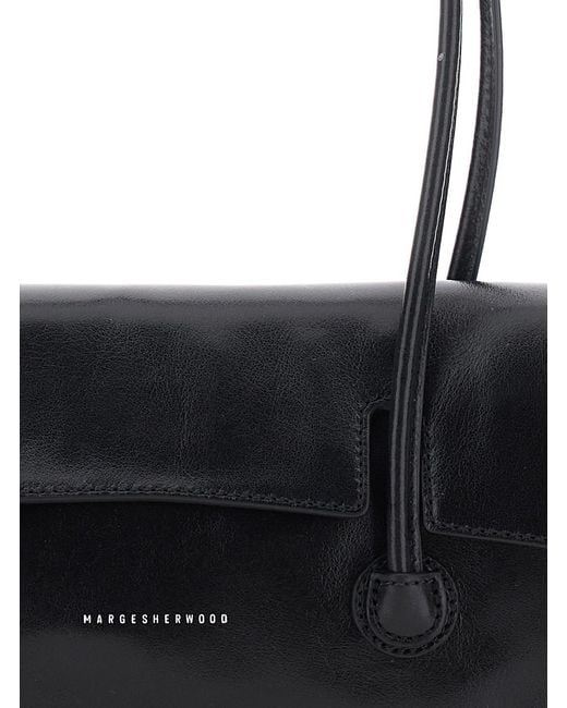 MARGE SHERWOOD Black Shoulder Bag Glossy Leather Cow
