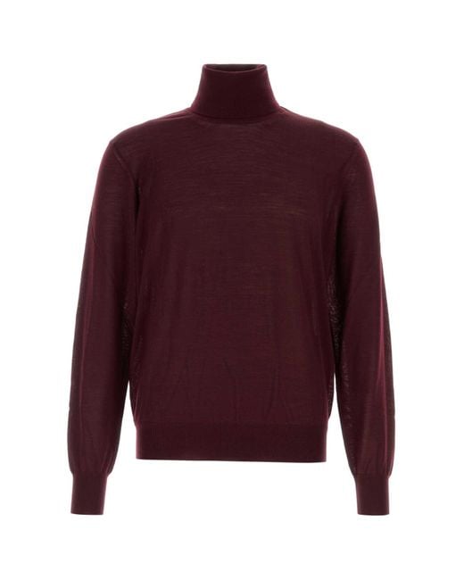 Saint Laurent Red Aubergine Wool Sweater for men