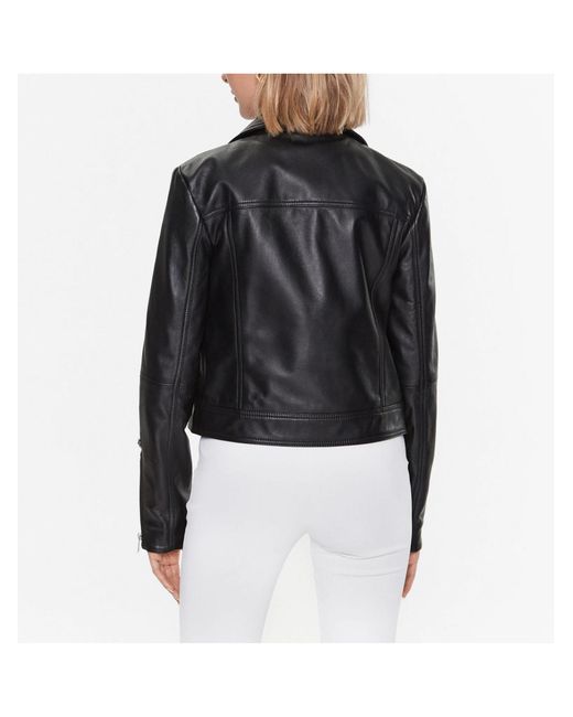 Just Cavalli Black Leather Jacket 74Mwp01 Sheep Napa Leather