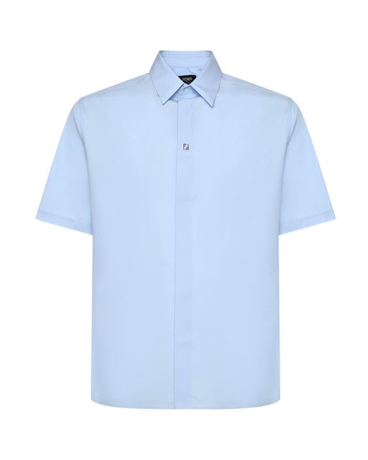 Fendi Blue Shirts Cotton for men