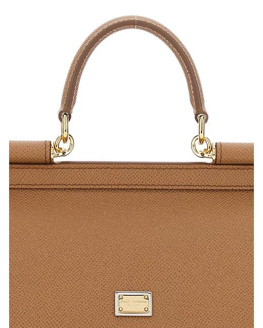 Dolce & Gabbana Brown Handbag My Sicily Medium Grained Leather Handbags