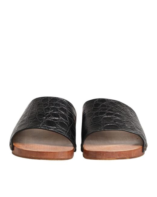 Dolce & Gabbana Black Leather Slides Sandals Shoes And 100Iman for men