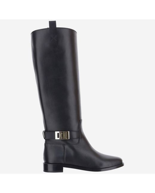 Ferragamo Black Zakia Leather Boots