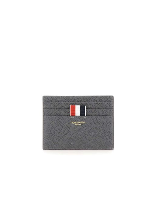 Thom Browne Gray Leather Card Holder for men