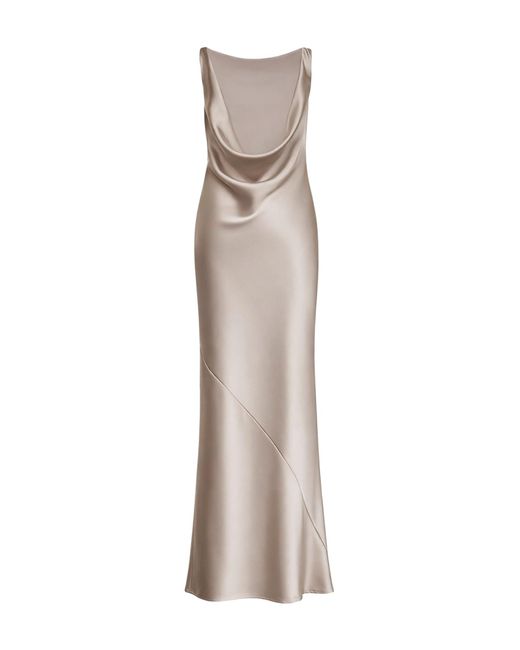 Blanca Vita Natural Chalk Satin Anjea Long Dress