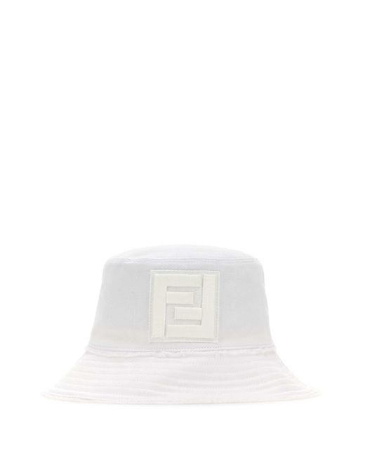 Fendi White Denim Bucket Hat