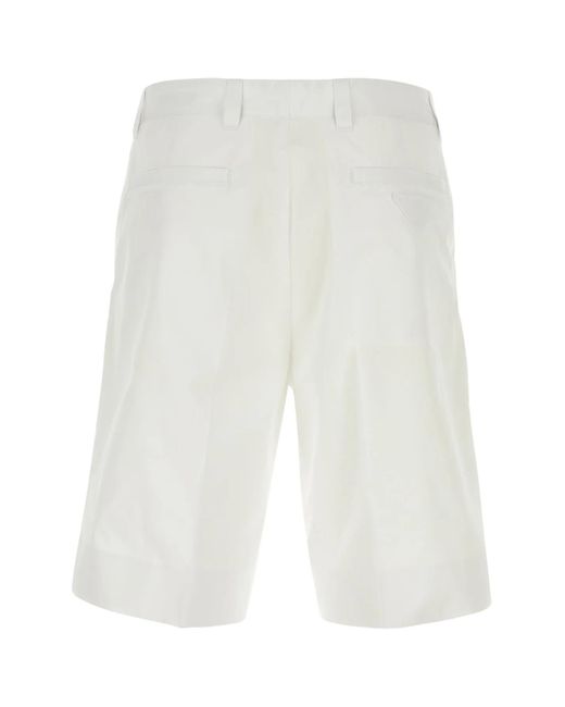 Prada White Cotton Bermuda Shorts for men