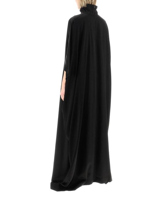 Balenciaga Black Satin Cape Dress