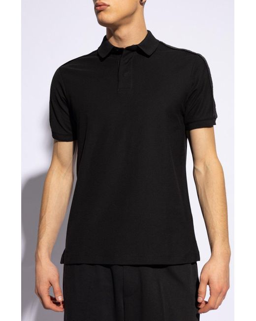 Emporio Armani Black Cotton Polo Shirt, for men