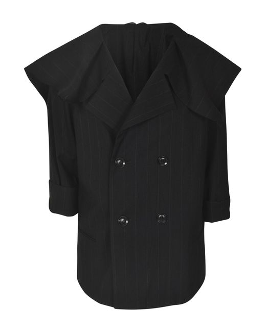 Yohji Yamamoto Black Double-Breasted Stripe Dinner Jacket