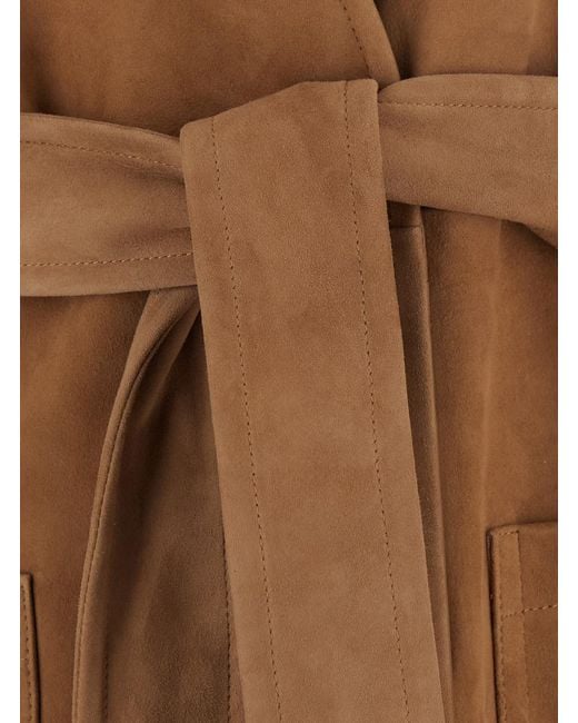 Max Mara Brown Coat Portici Suede Lamb