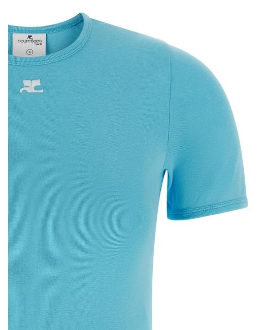 Courreges Blue 'Signature Contrast' T-Shirt