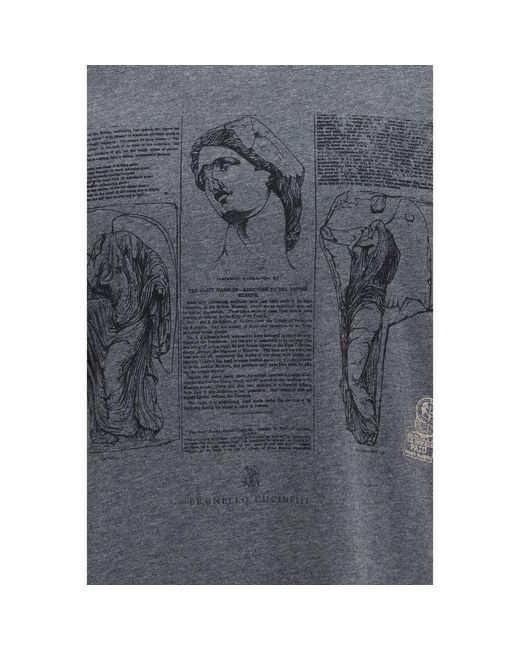 Brunello Cucinelli Gray Blue Cotton T for men