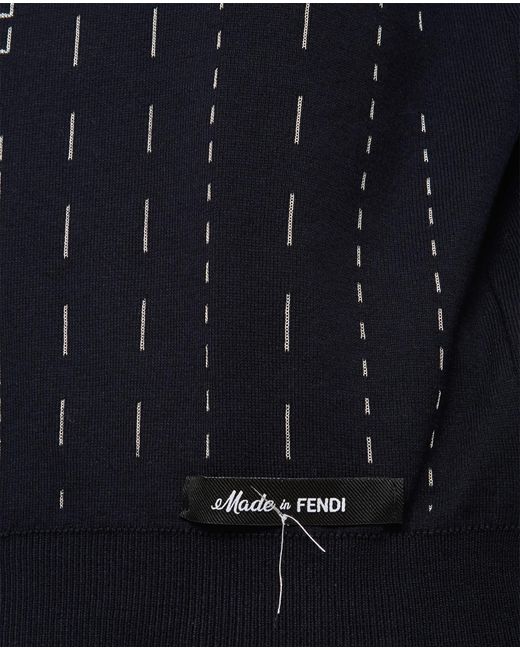 Fendi Blue Allover Crewneck Sweater for men