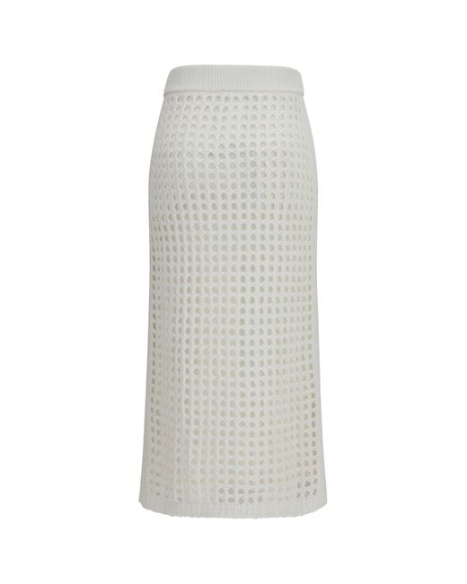 Max Mara Pure White Cotton Mesh Skirt