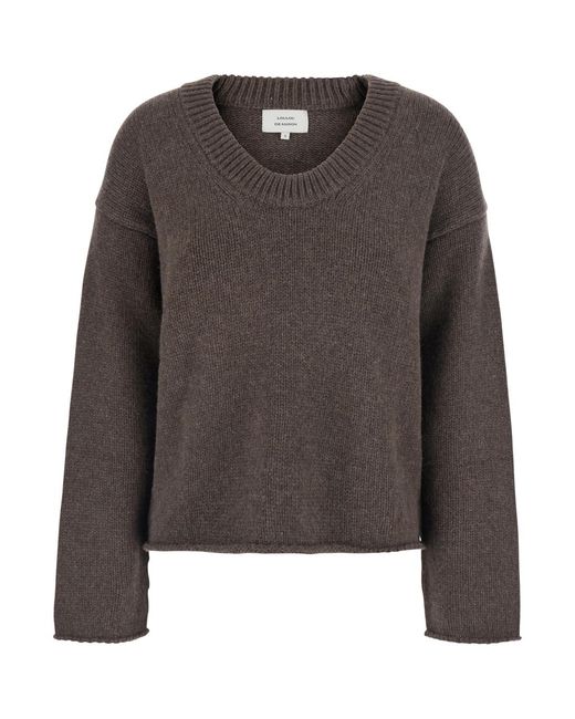 Loulou de Saison Brown U-Neck Sweater Derry Lds Cashmere Tops