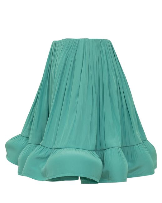 Lanvin Green Charmeuse Ruffle Skirt