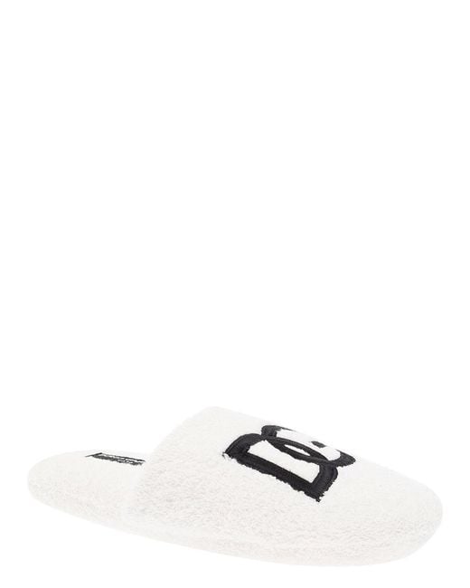 Dolce & Gabbana White Slippers Terry Cotton