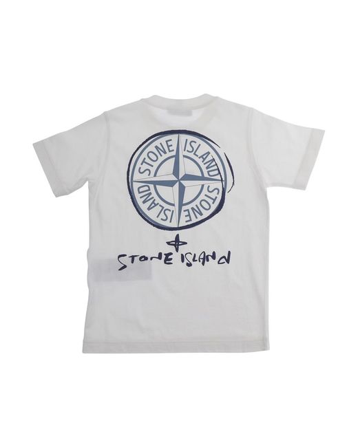 Stone Island Gray T-Shirt Crew Neck Maxi Logo Print Cotton T-Shirts for men