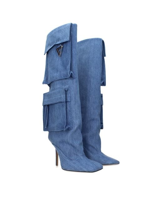The Attico Blue Denim High Heel Boots
