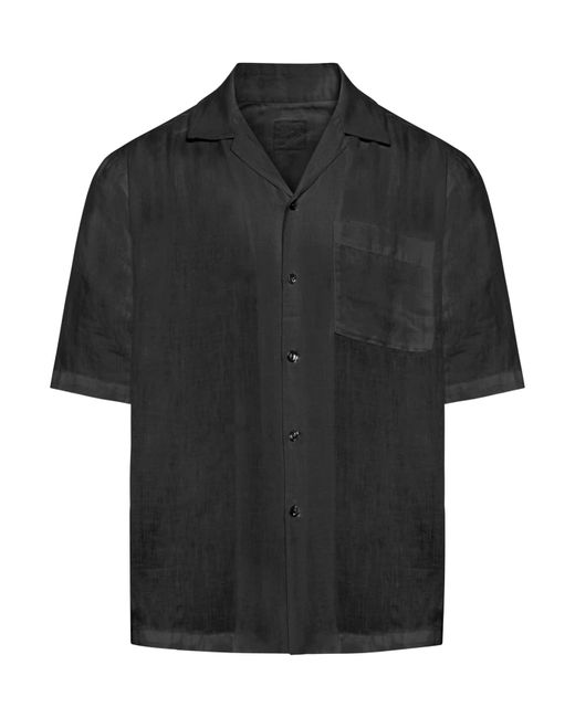120% Lino Black Short Sleeve Shirt for men