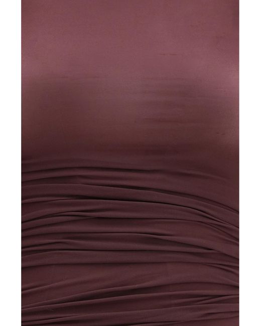 Wolford Purple Asymmetric Semi-Sheer Midi Dress Polyamide; Elastane