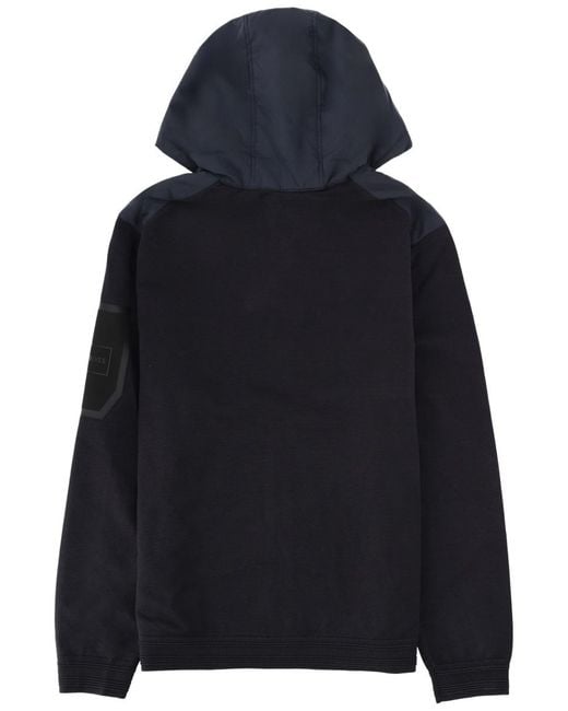 Boss Blue Hooded Jacket Viscose Polyester for men