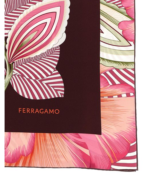 Ferragamo Pink 'Brezza' Print Scarf