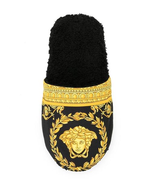 Versace Black Medusa Barocco House Slippers