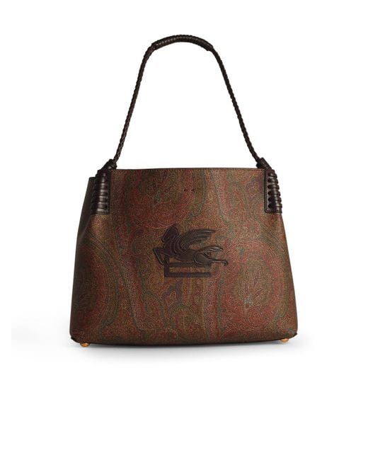 Etro Brown Small Arnica Cotton Blend Bag