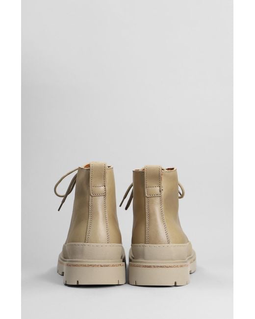 Birkenstock Natural Prescott Combat Boots In Taupe Leather for men