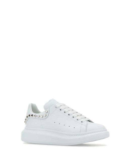 Alexander McQueen White Leather Sneakers With White Leather Heel for men