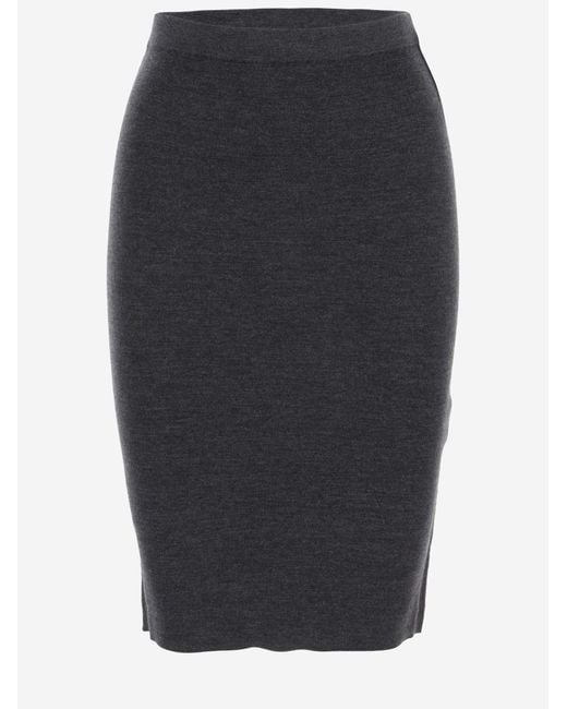Saint Laurent Blue Pencil Skirt Cashmere, Wool & Silk