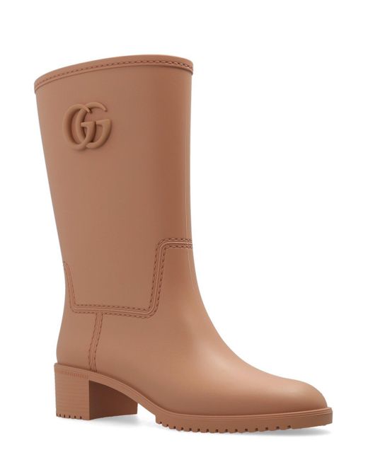 Gucci Brown Logo Plaque Boots