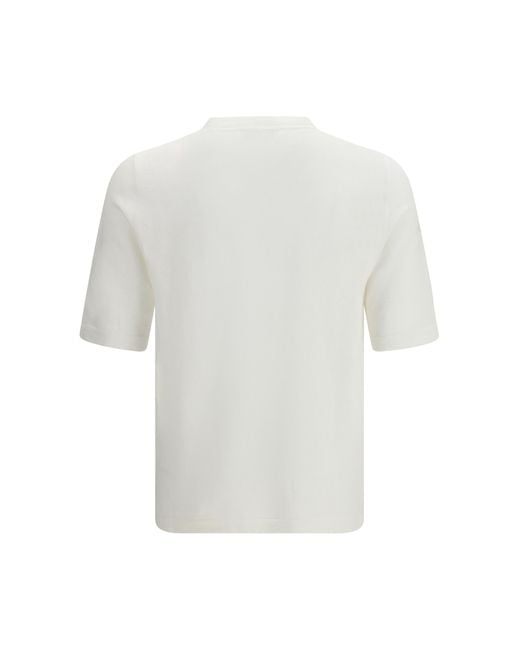 Lardini White Linen And Cotton Knit T-Shirt Linen; T-Shirts for men