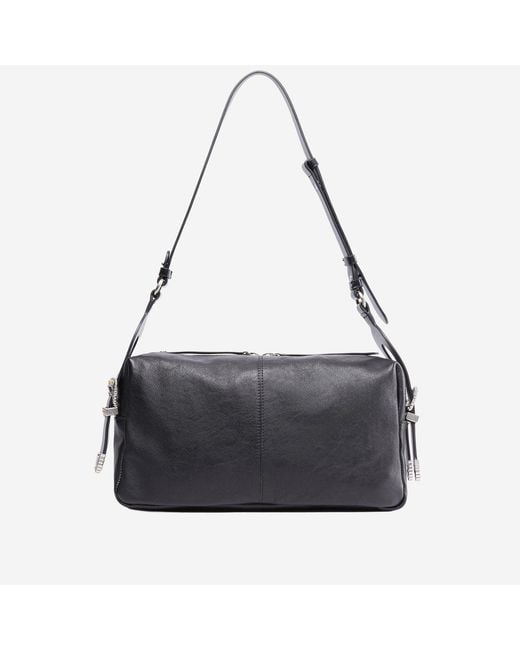 Pinko Gray Shoulder Bag Biker Leather